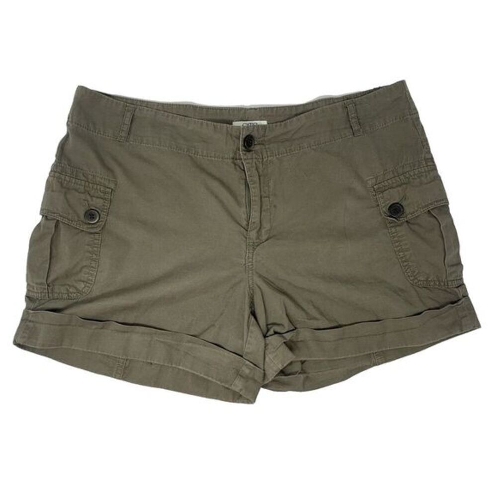 CATO Brown Cotton Women's Casual Chino Shorts with 2 Cargo Pockets Size 14
